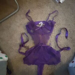 Elegant Purple Lace Lingerie Set